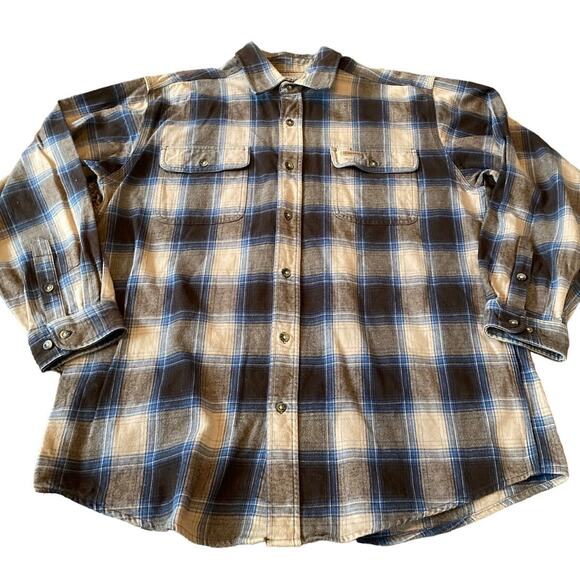 Carhartt Plaid Button-Down thick heavy Shirt Men Size Large Barn Chore - Picture 1 of 7